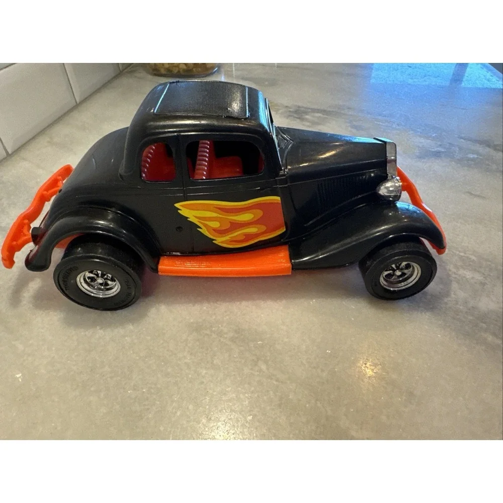 Vintage Durant Plastics Black 1934 Ford Victoria Toy Car With Orange Flames‎
